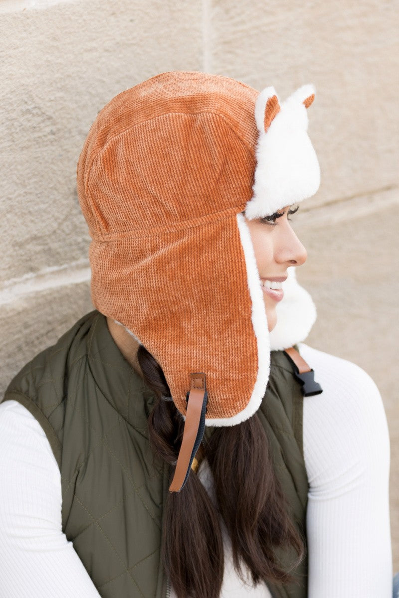 Camel Kitten Ear Trapper Hat