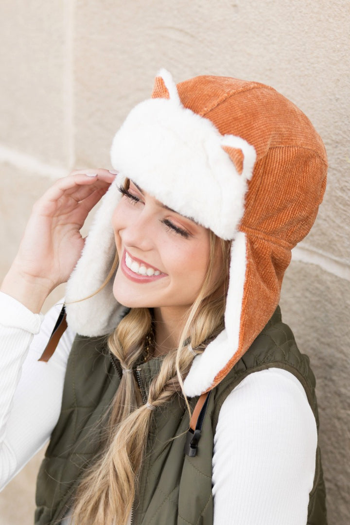 Gray Kitten Ear Trapper Hat