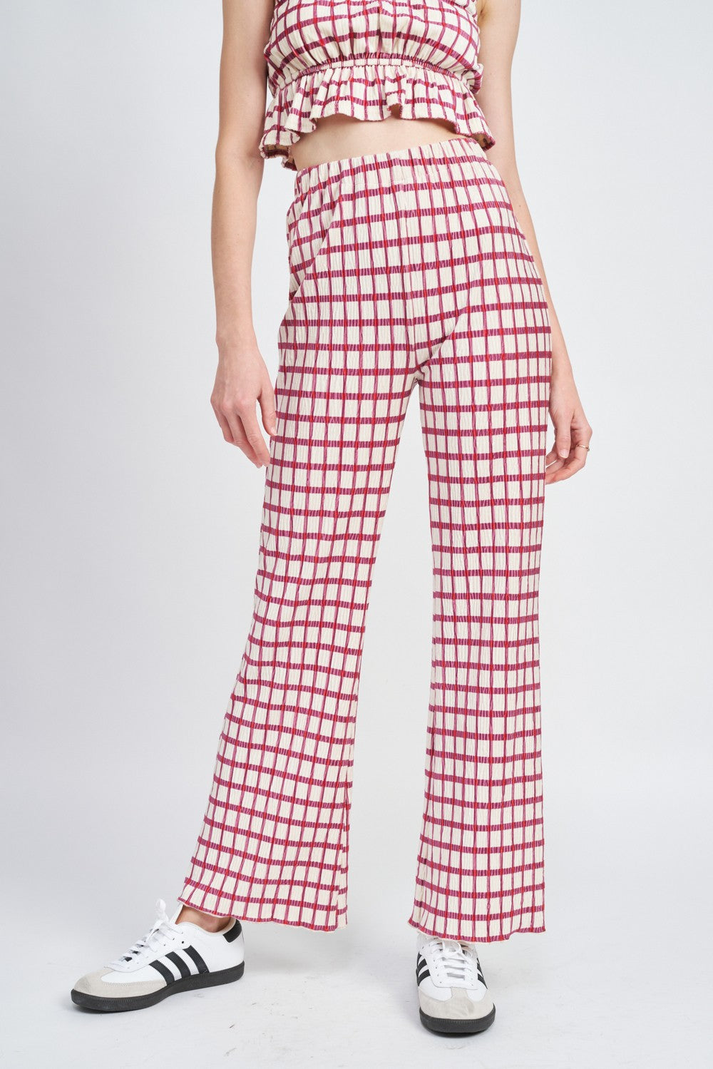 Pink Plaid High Waist Plad Pants
