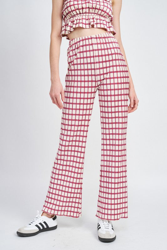 Pink Plaid High Waist Plad Pants