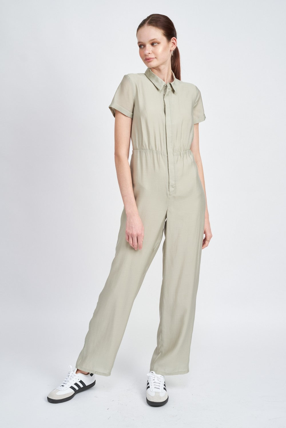 Short Sleeve Jumpsuit With Open Back
