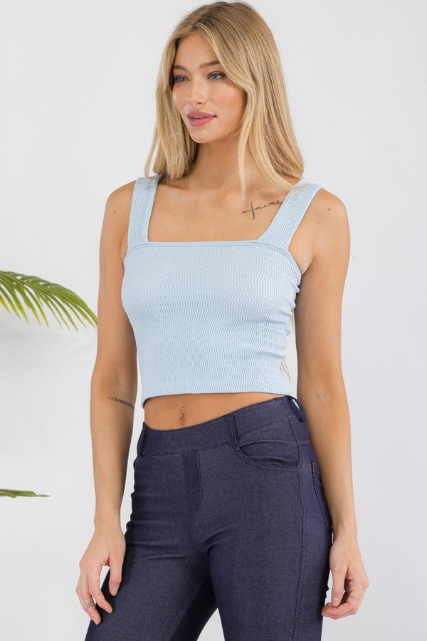 Hot Pink Seamless Textured Crop Tank