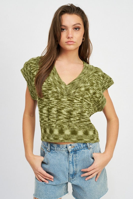 Marigold V Neck Printed Vest