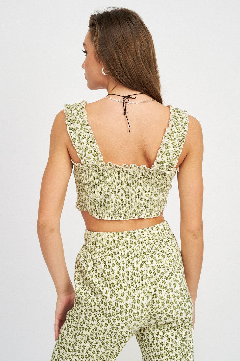 O Ring Smocked Crop Top