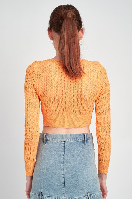 Crochet Cropped Top With Twist Front Detail