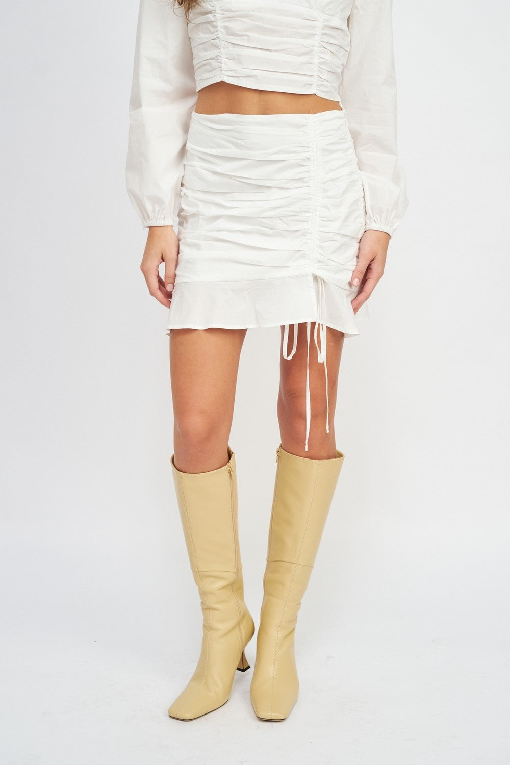 Ruched High Waisted Mini Skirt