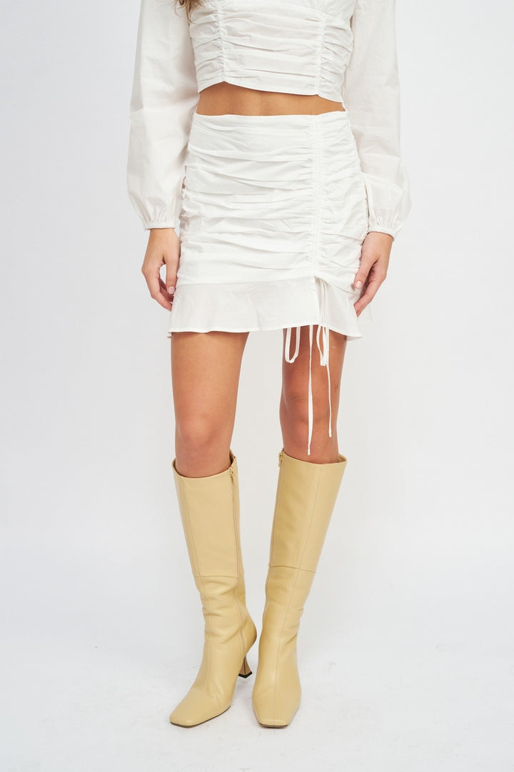 Ruched High Waisted Mini Skirt