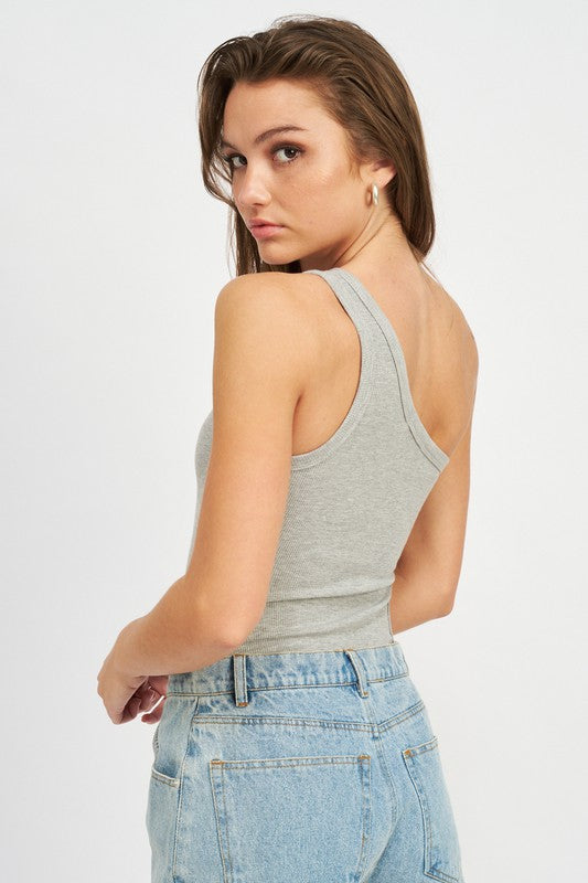 Off Sleeve Bodysuit With Side Cut Out