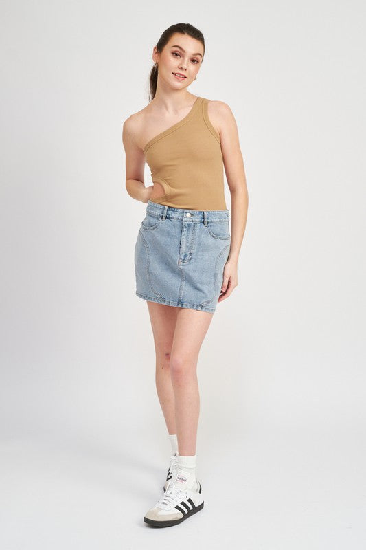 Off Sleeve Bodysuit With Side Cut Out