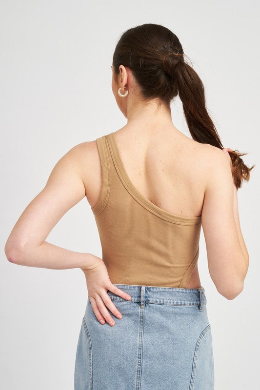 Off Sleeve Bodysuit With Side Cut Out