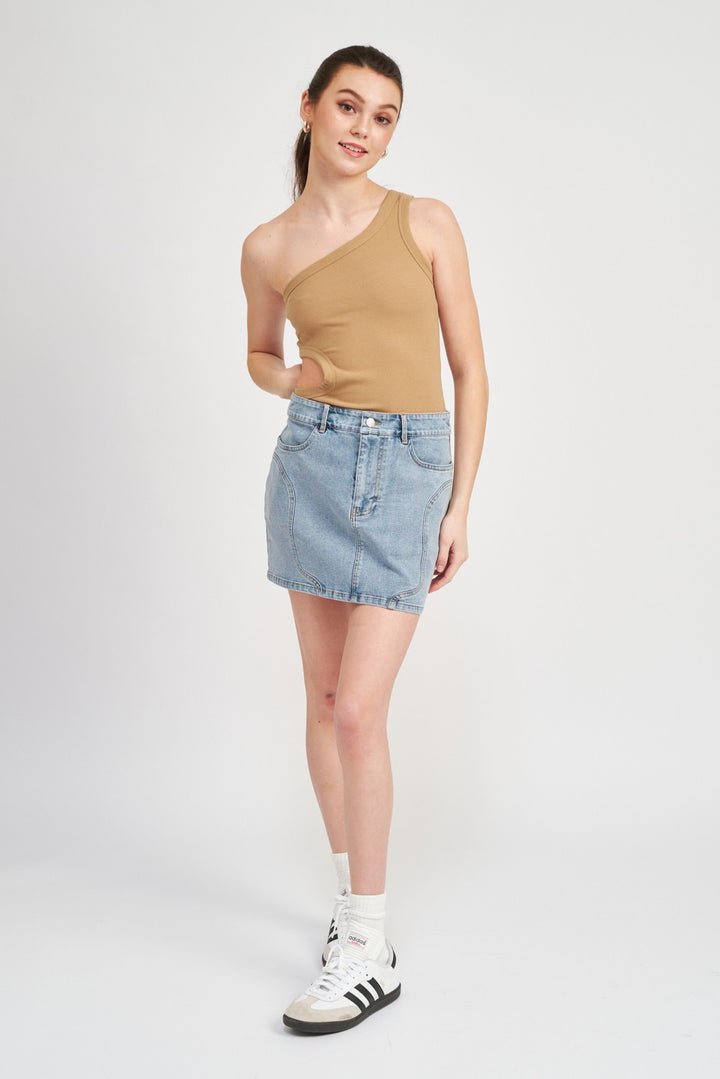 Off Sleeve Bodysuit With Side Cut Out