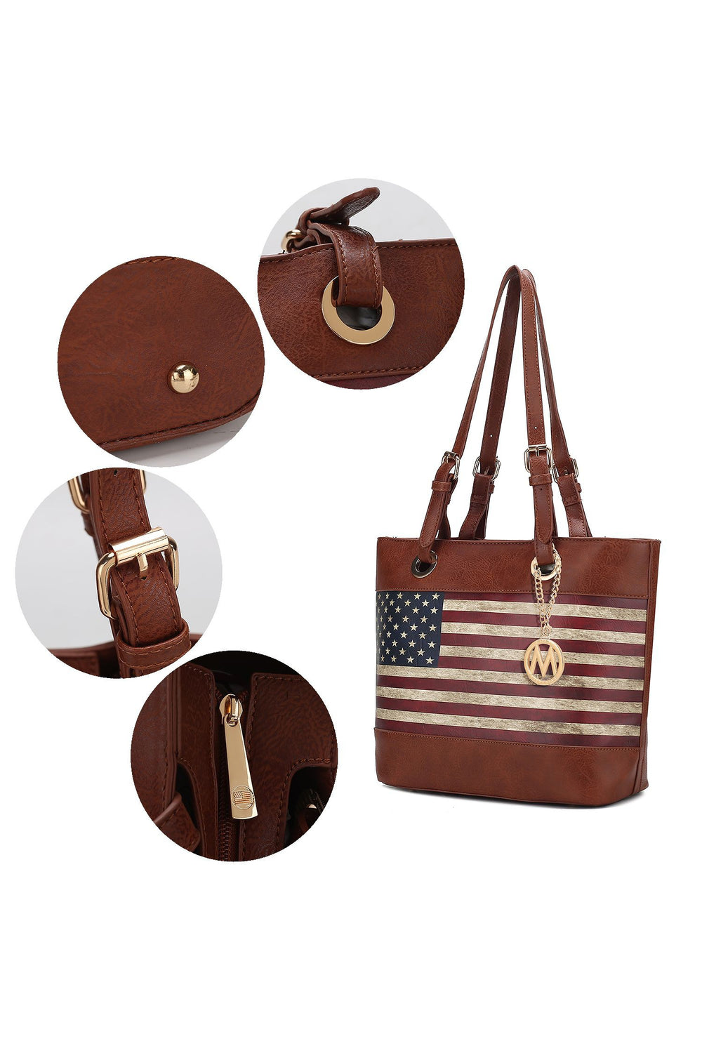 Beige Mkf Collection Vera Flag Pattern Tote Bag By Mia K