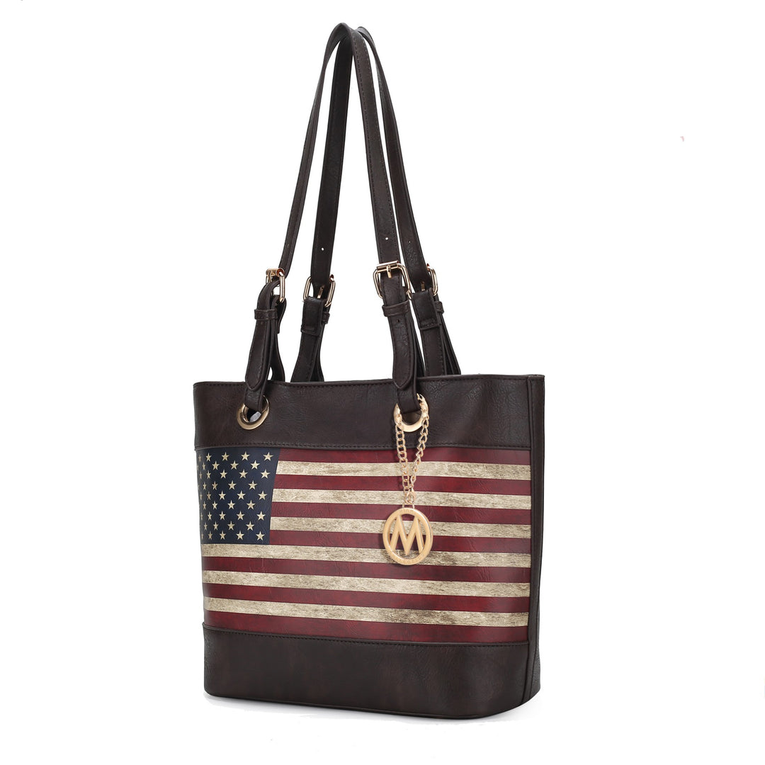 Taupe Mkf Collection Vera Flag Pattern Tote Bag By Mia K