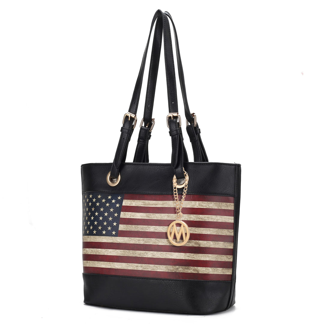 Rose Pink Mkf Collection Vera Flag Pattern Tote Bag By Mia K