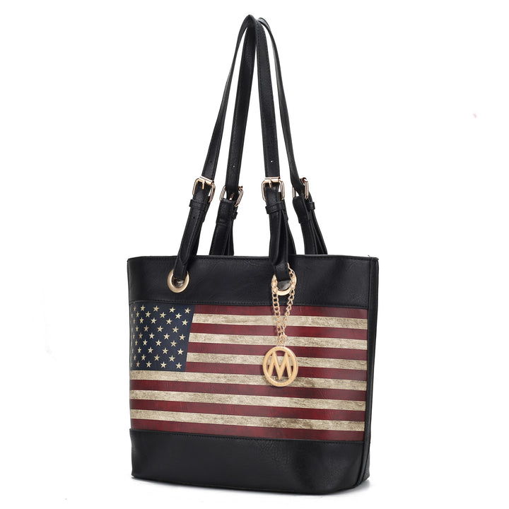 Rose Pink Mkf Collection Vera Flag Pattern Tote Bag By Mia K