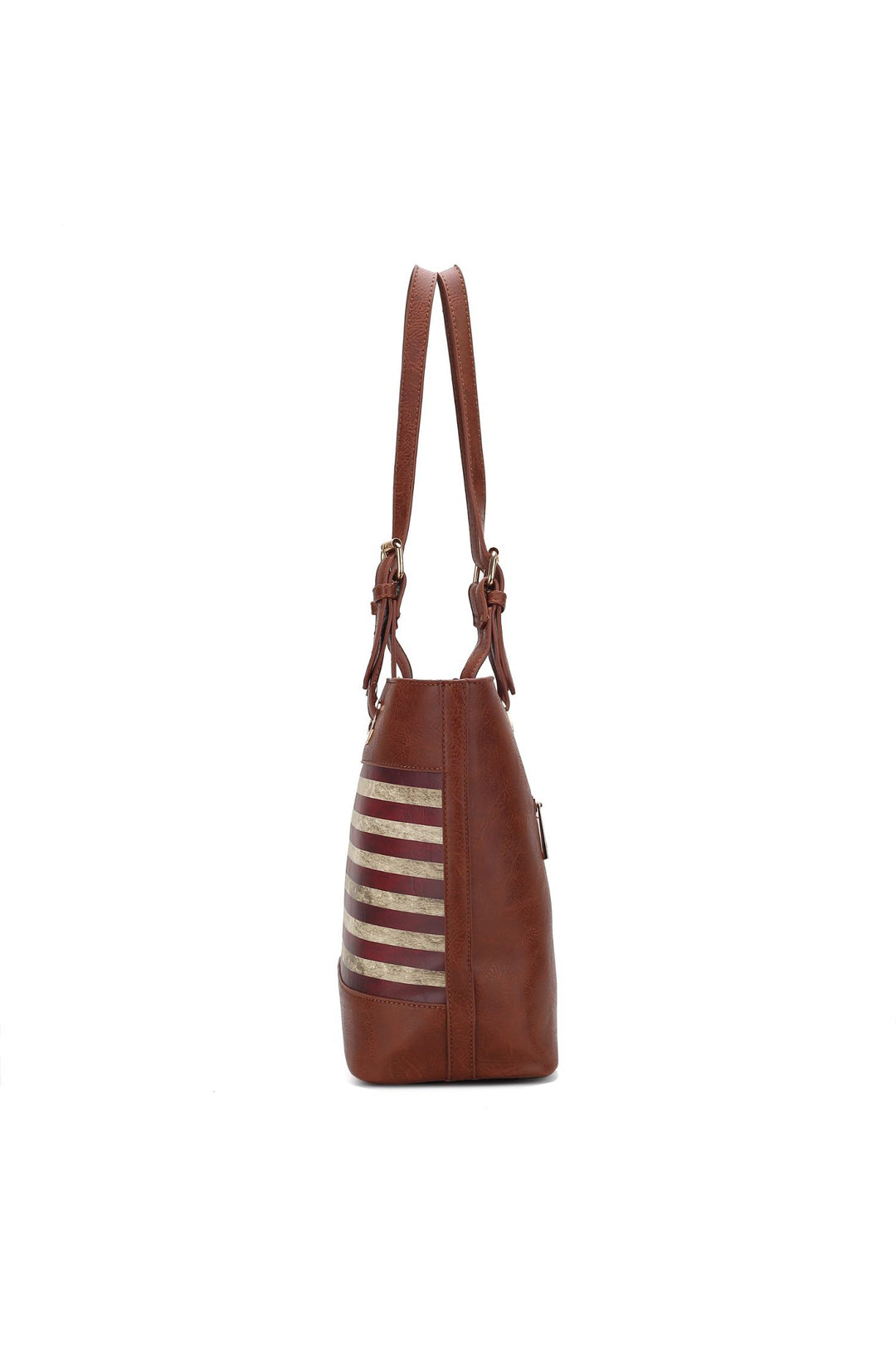 Chocolate Mkf Collection Vera Flag Pattern Tote Bag By Mia K