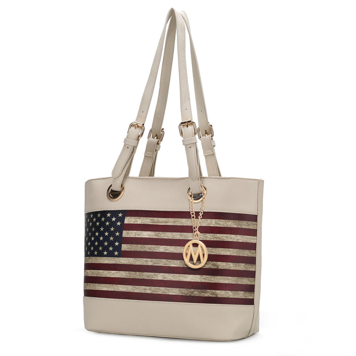 Navy Mkf Collection Vera Flag Pattern Tote Bag By Mia K