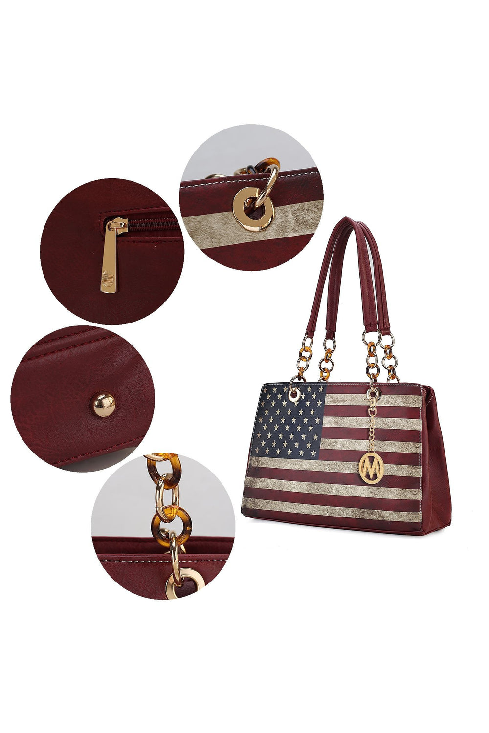 Beige Mkf Collection Nevaeh Flag Women Shoulder By Mia K
