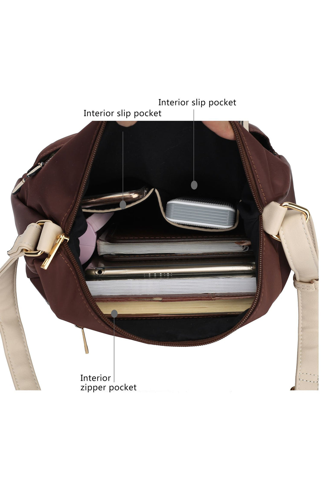 Coffee-Ivory Mkf Collection Serena Color Block Shoulder By Mia