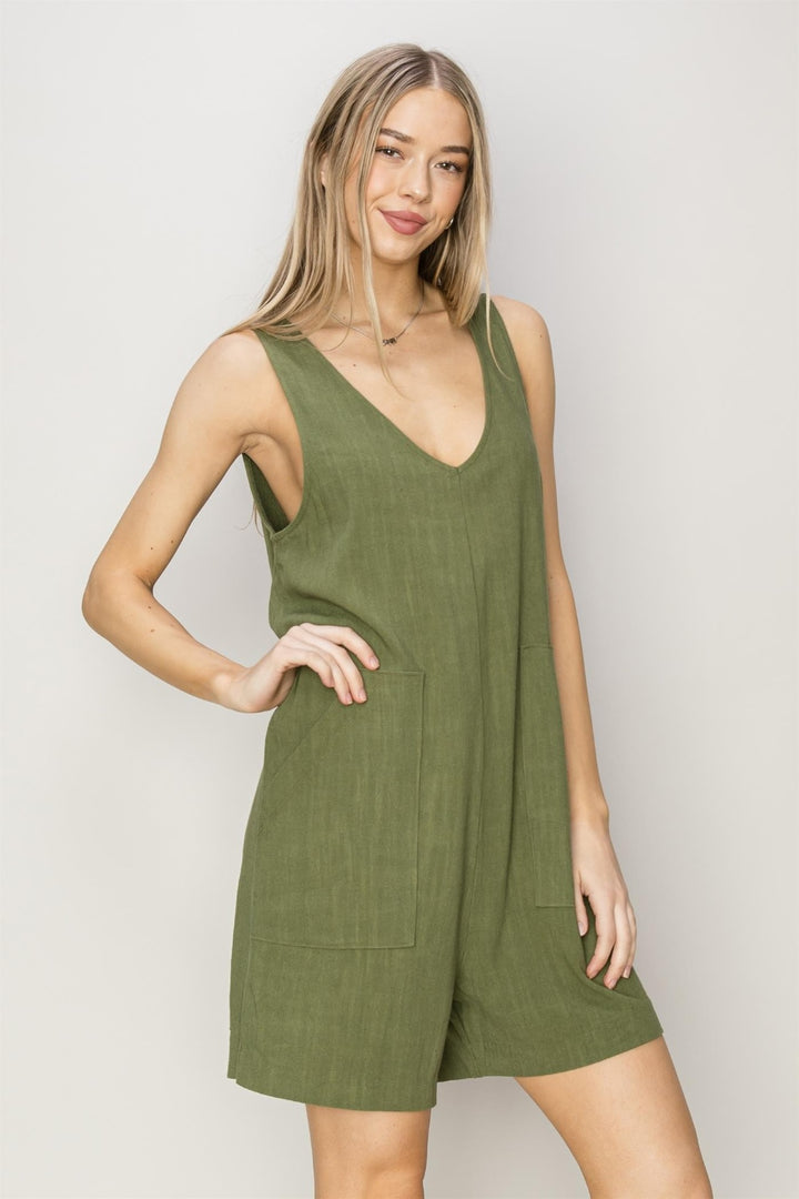 Moss Hyfve V Neck Sleeveless Romper With Pockets