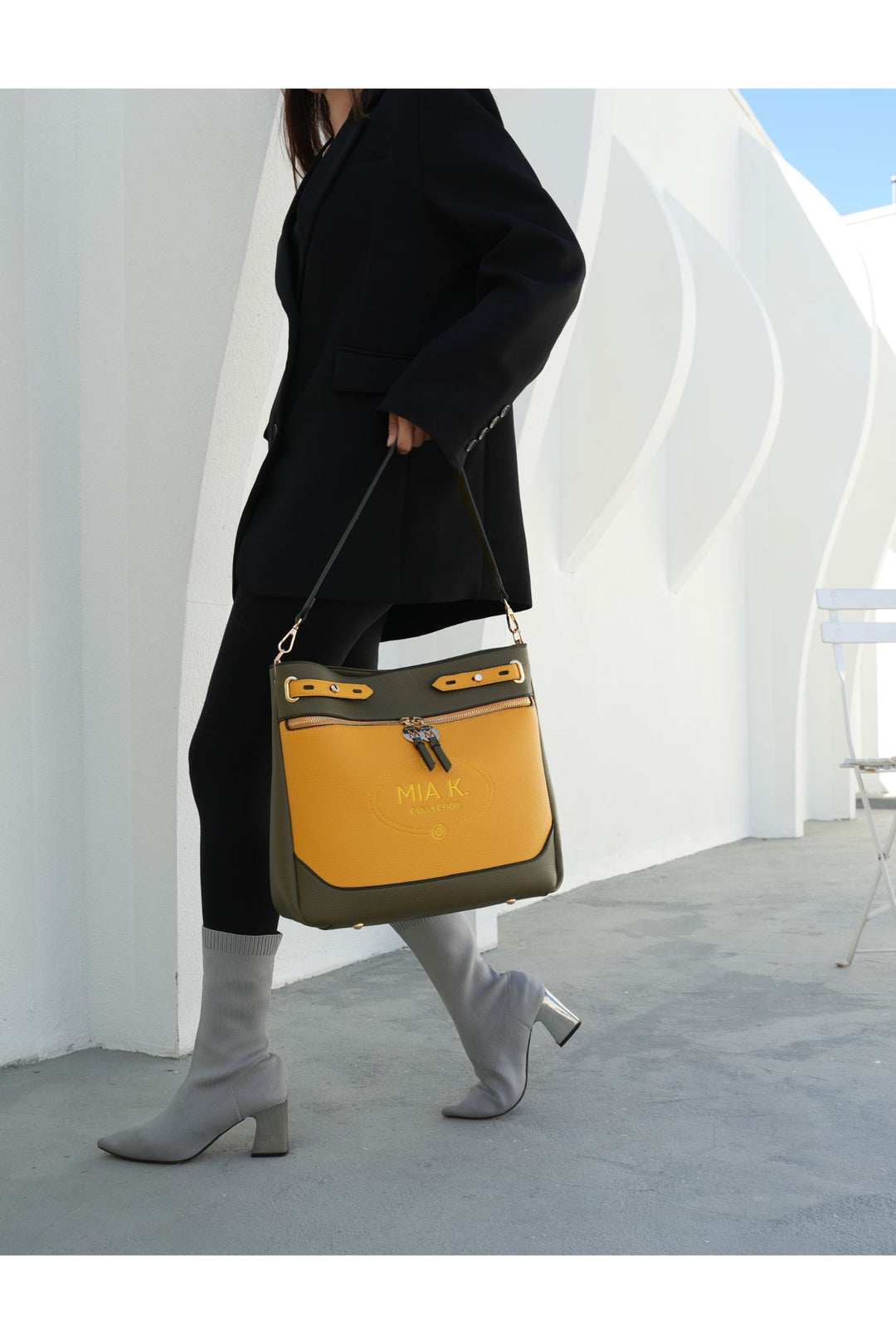 Charcoal-White Mkf Collection Evie Two Tone Shoulder Bag By Mia K