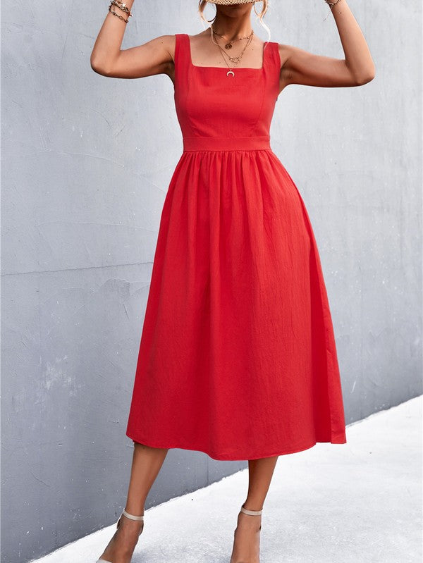 Red Womens Sleeve Less Dress