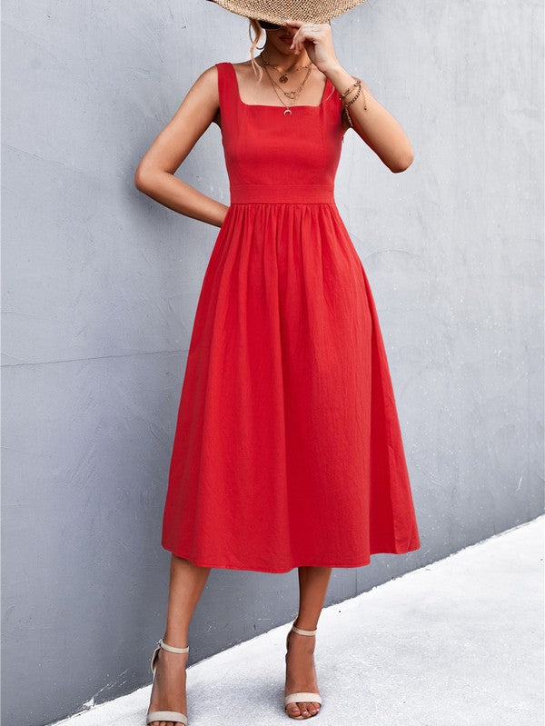 Red Womens Sleeve Less Dress