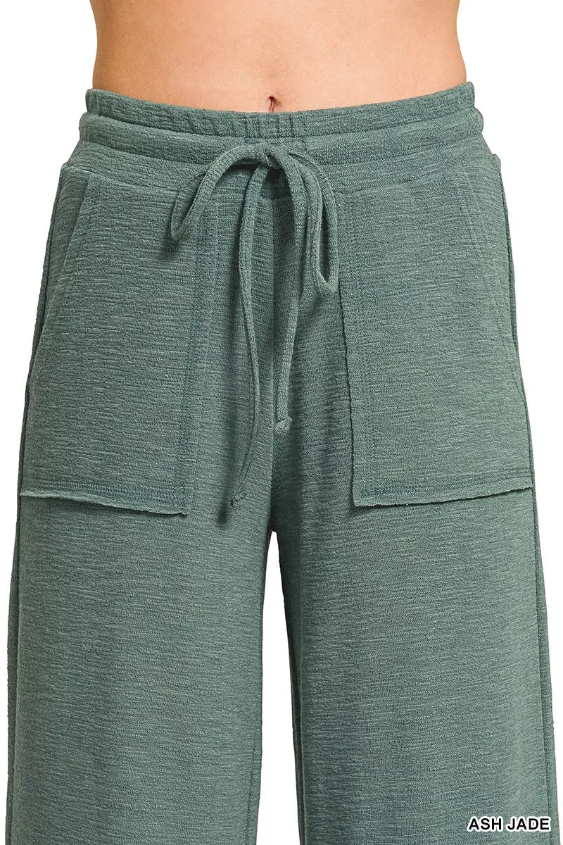 Zenana Cotton Slub Short Sleeve Tee And Pants Set 4