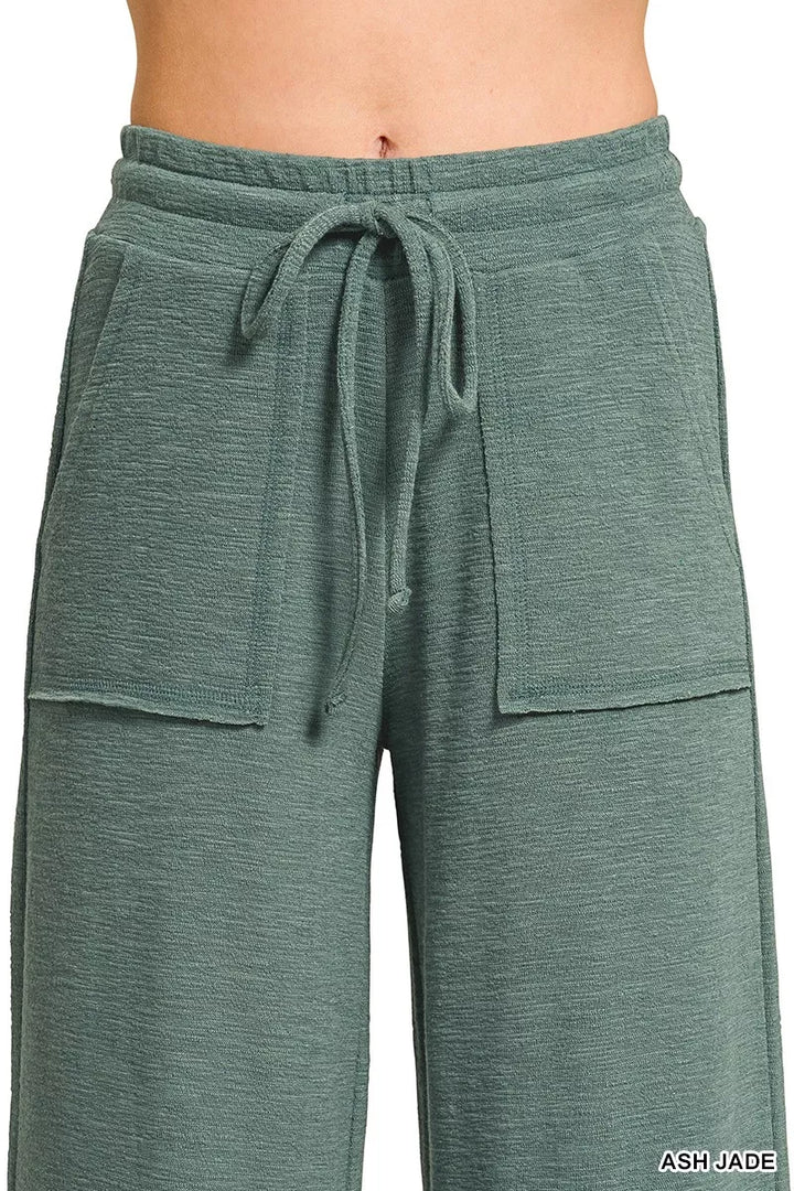 Zenana Cotton Slub Short Sleeve Tee And Pants Set 4