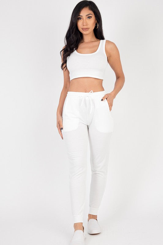 Cloud French Terry Cropped Tank Top Joggers Set