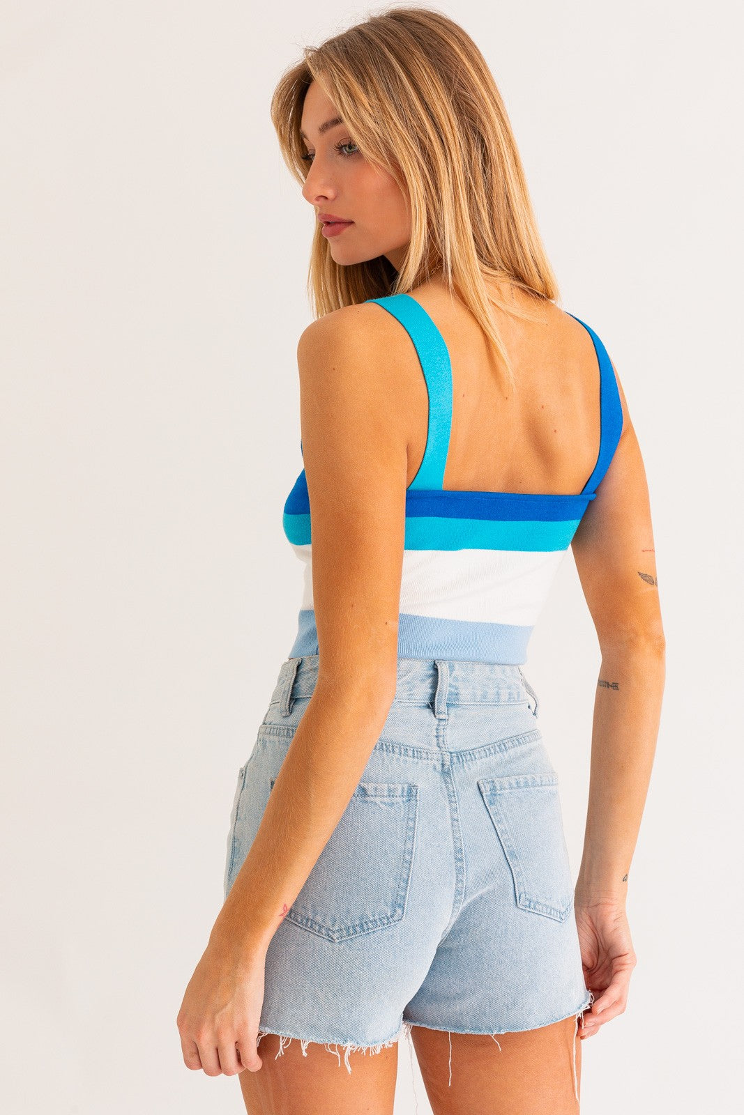 Blue Multi Stripe Knit Tank