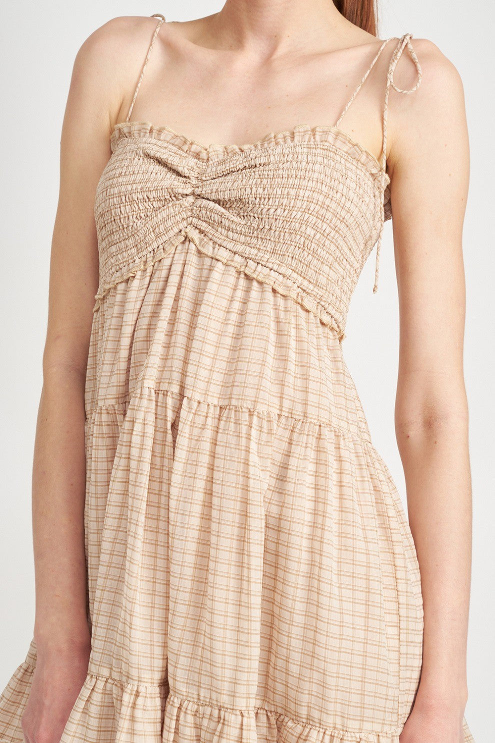 Smocked Baby Doll Dress With Ruffled