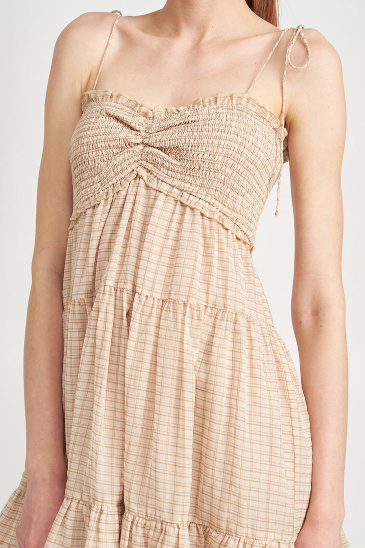 Smocked Baby Doll Dress With Ruffled