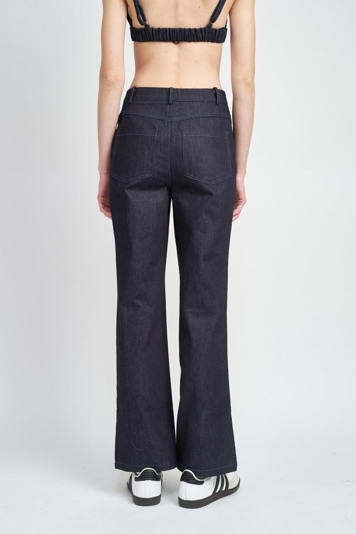 High Waist Semi Flared Denim Pants