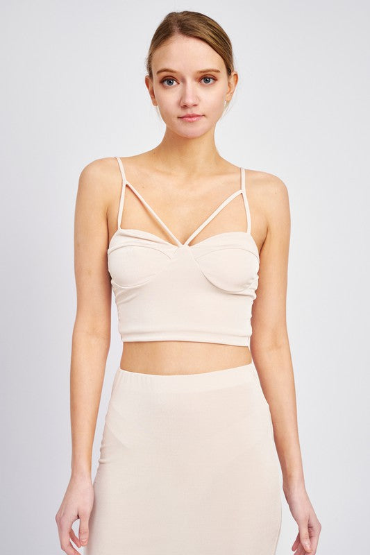 Sand Laticce Front Cropped Cami