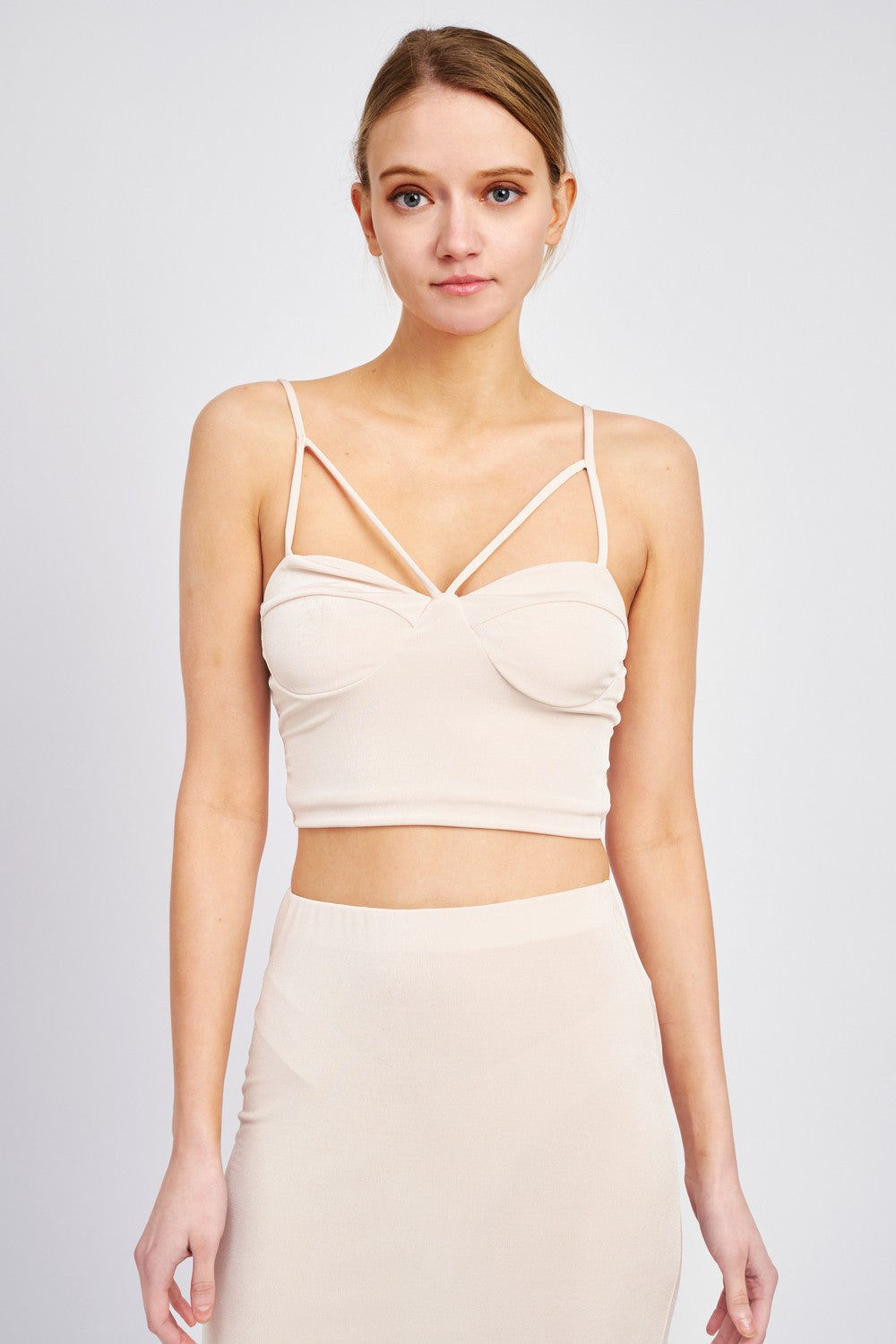 Sand Laticce Front Cropped Cami