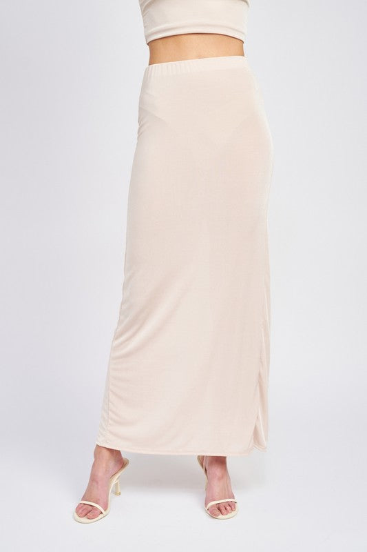 Sand High Waisted Maxi Skirt