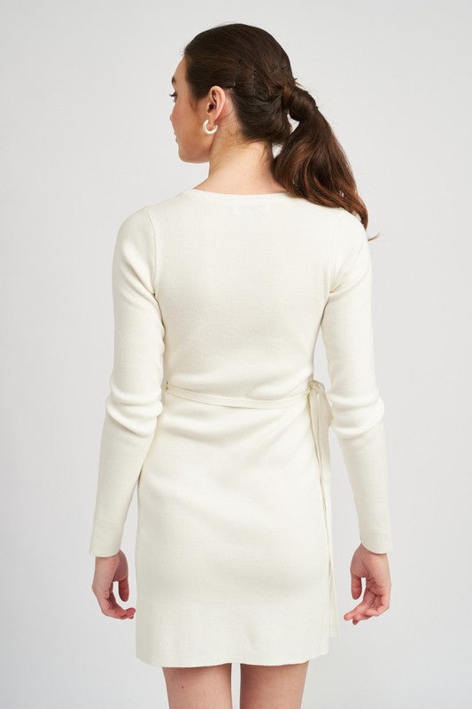 Wrapped Mini Dress With Cut Out Detail