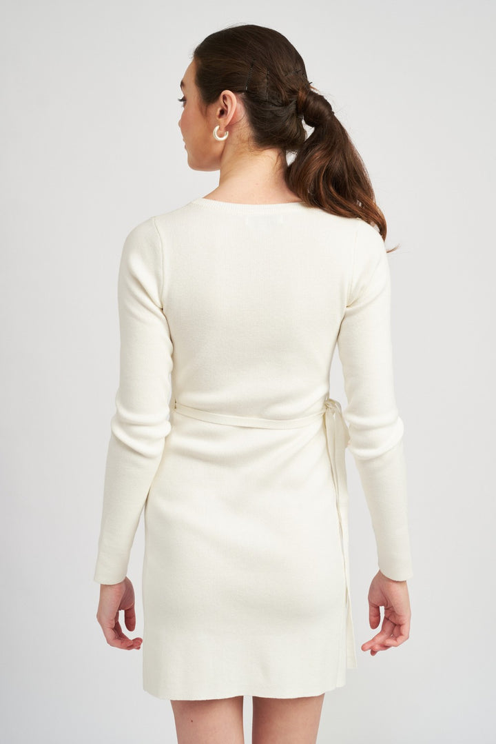 Wrapped Mini Dress With Cut Out Detail