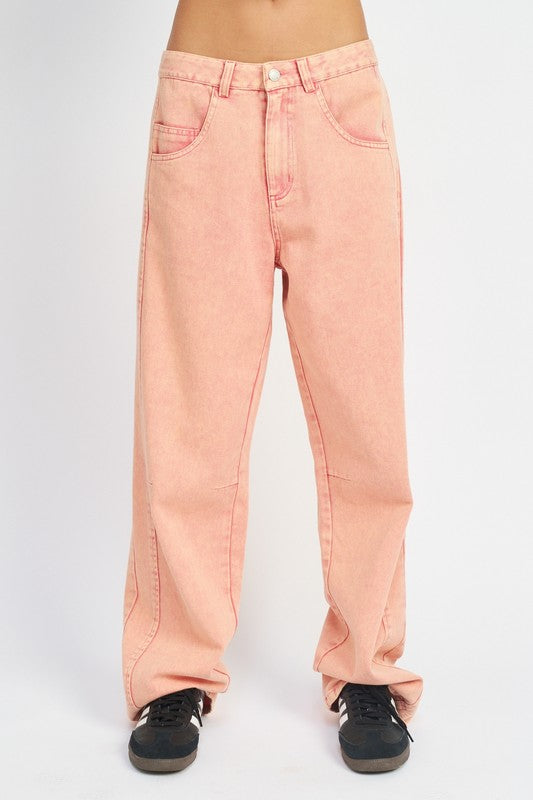 Pink Washed Wide Leg Pants