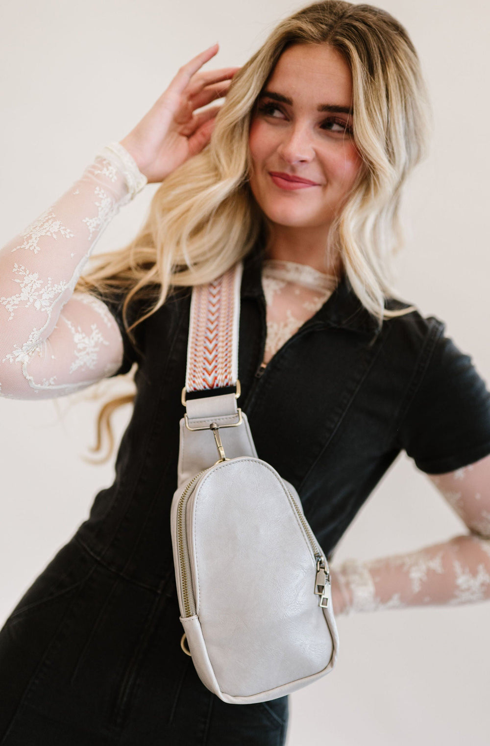 Black Sutton Sling Crossbody With Woven Strap 1