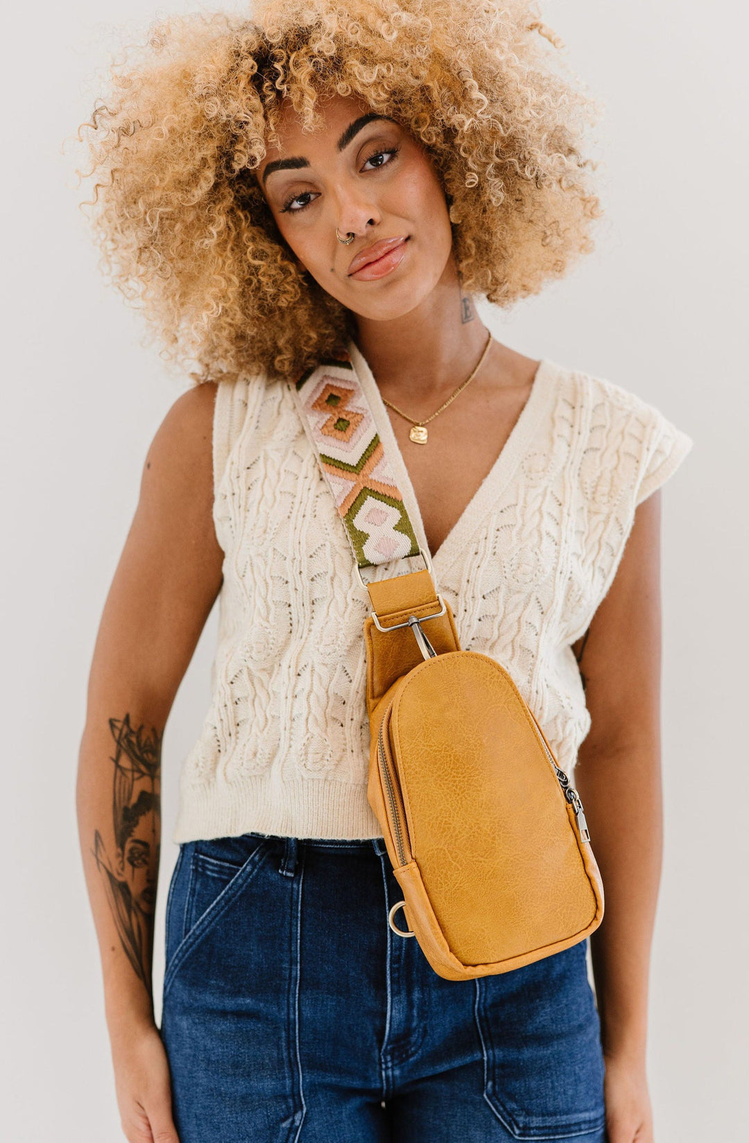 Charcoal Sutton Sling Crossbody With Woven Strap 1
