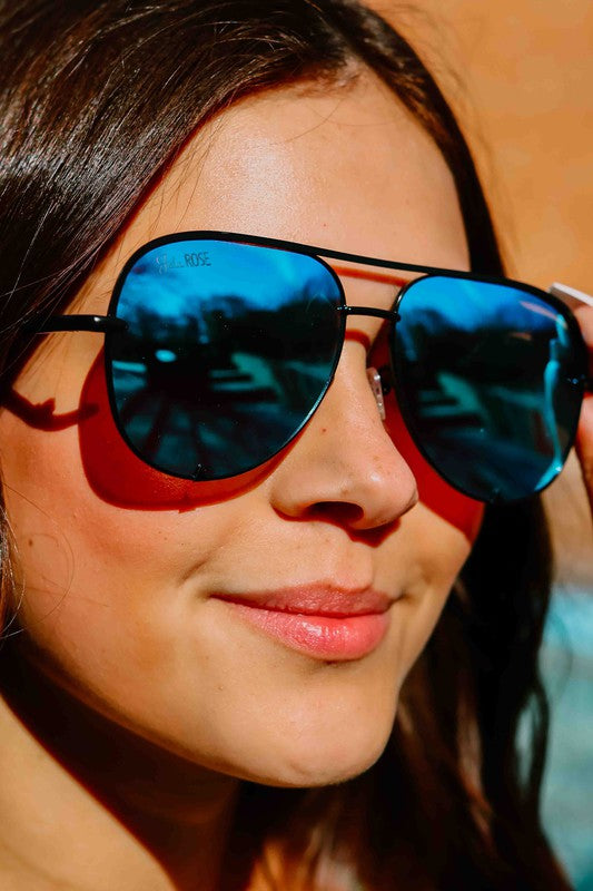 Black Blue High Quality Unisex Aviator Sunglasses 1