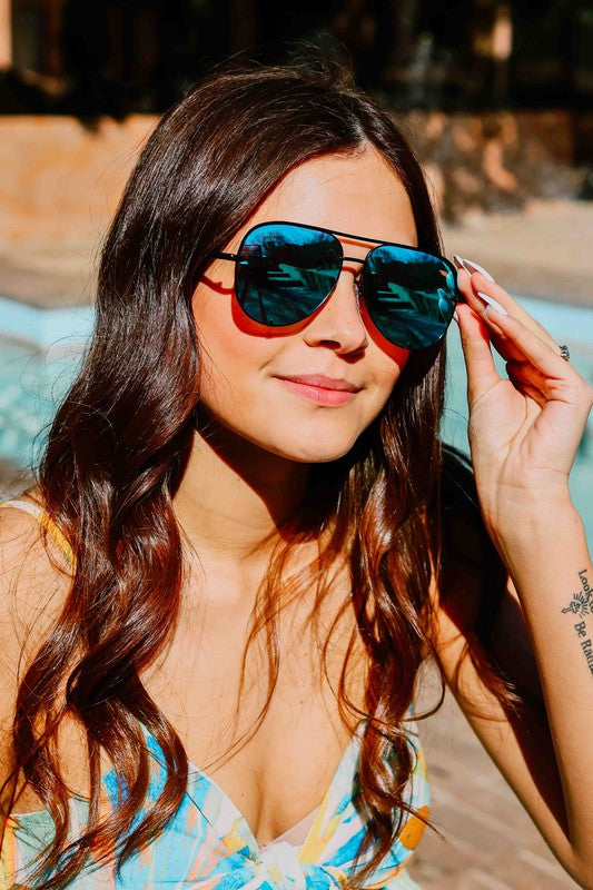 Black Blue High Quality Unisex Aviator Sunglasses 1