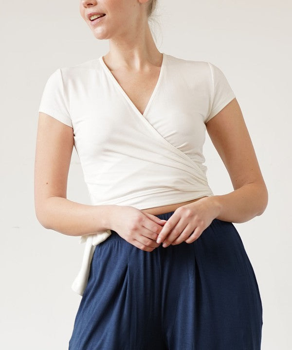 DULL GREY Bamboo Wrap Crop Cam Slv 1