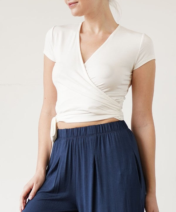DULL GREY Bamboo Wrap Crop Cam Slv 1