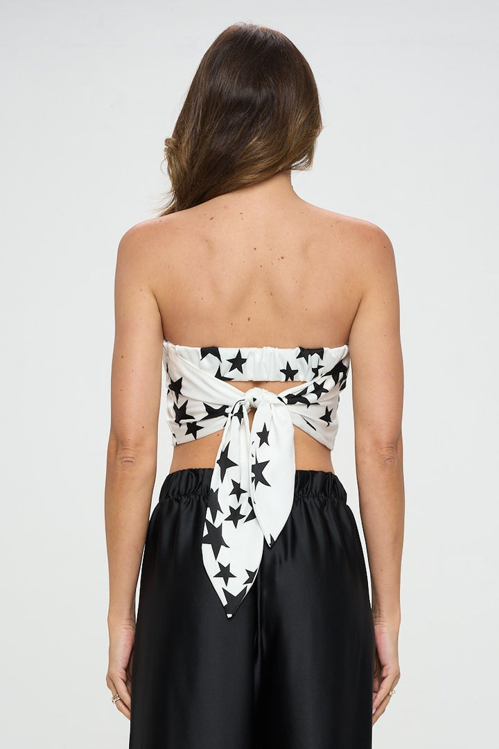 Wt Stretch Satin Tube Top With Back Tie