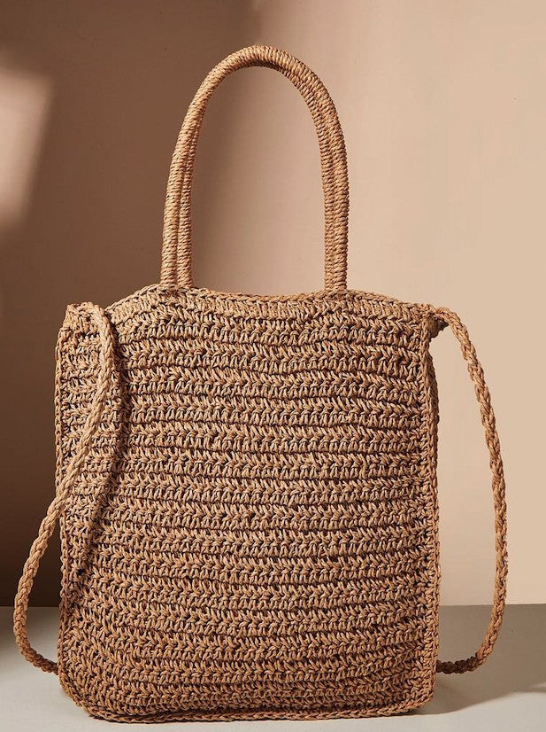 Floral Pattern Straw Bag