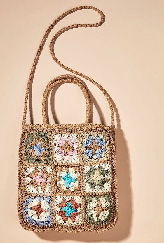 Floral Pattern Straw Bag