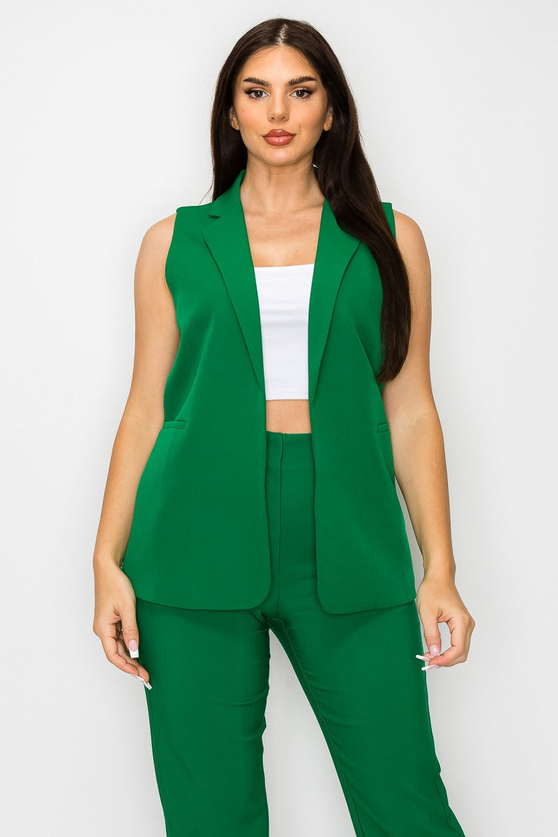 Mauve Solid Vest With Lapel And Pockets 1